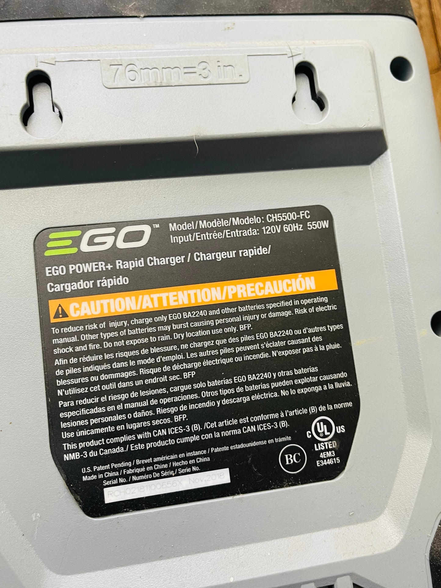 EGO- 56 Volt Battery Charger